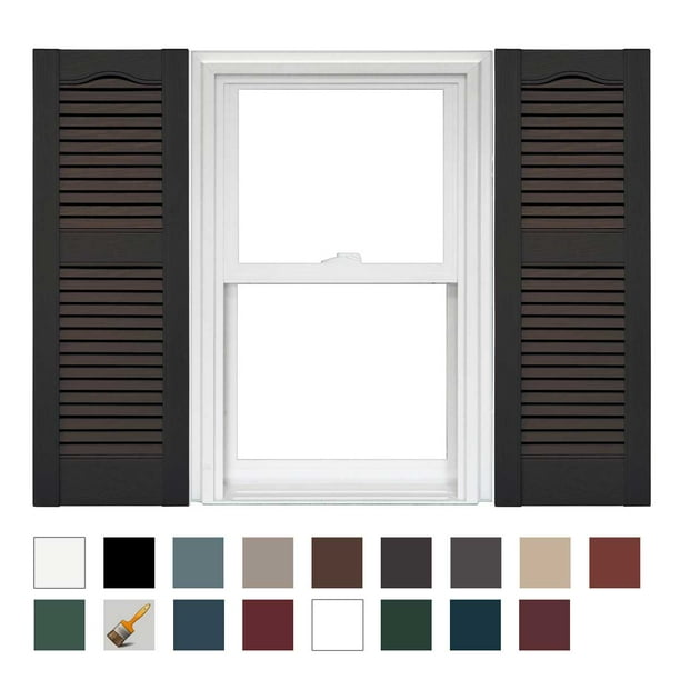 Mid America Cathedral Open Louver Vinyl Standard Shutter 1 Pair 14.5 x 52 010 Musket Brown